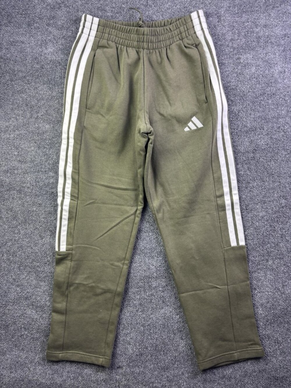 Adidas Sweatpants Mens‎ Small 30x29 Green Fleece 3-Stripes Elastic Waist Pockets